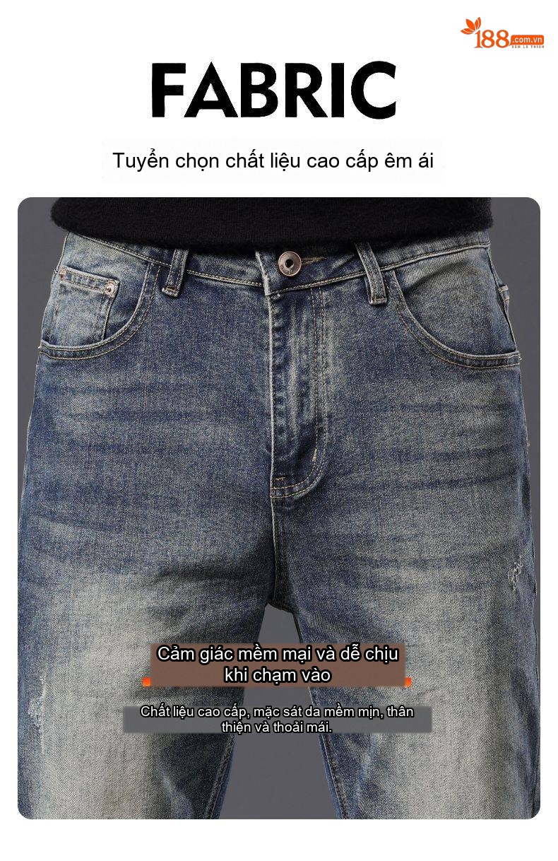 Quần Jean Nam Ống Đứng Co Giãn Thoải Mái Màu Xanh Navy chi tiết 33