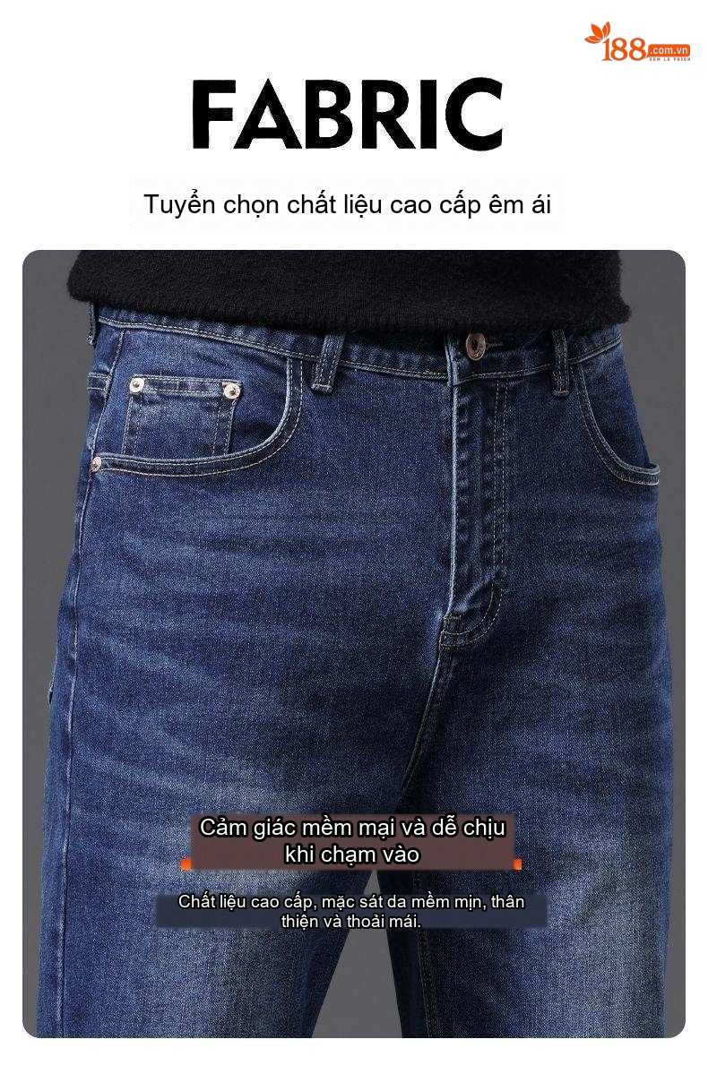 Quần Jean Nam Ống Đứng Co Giãn Thoải Mái Màu Xanh Navy chi tiết 19