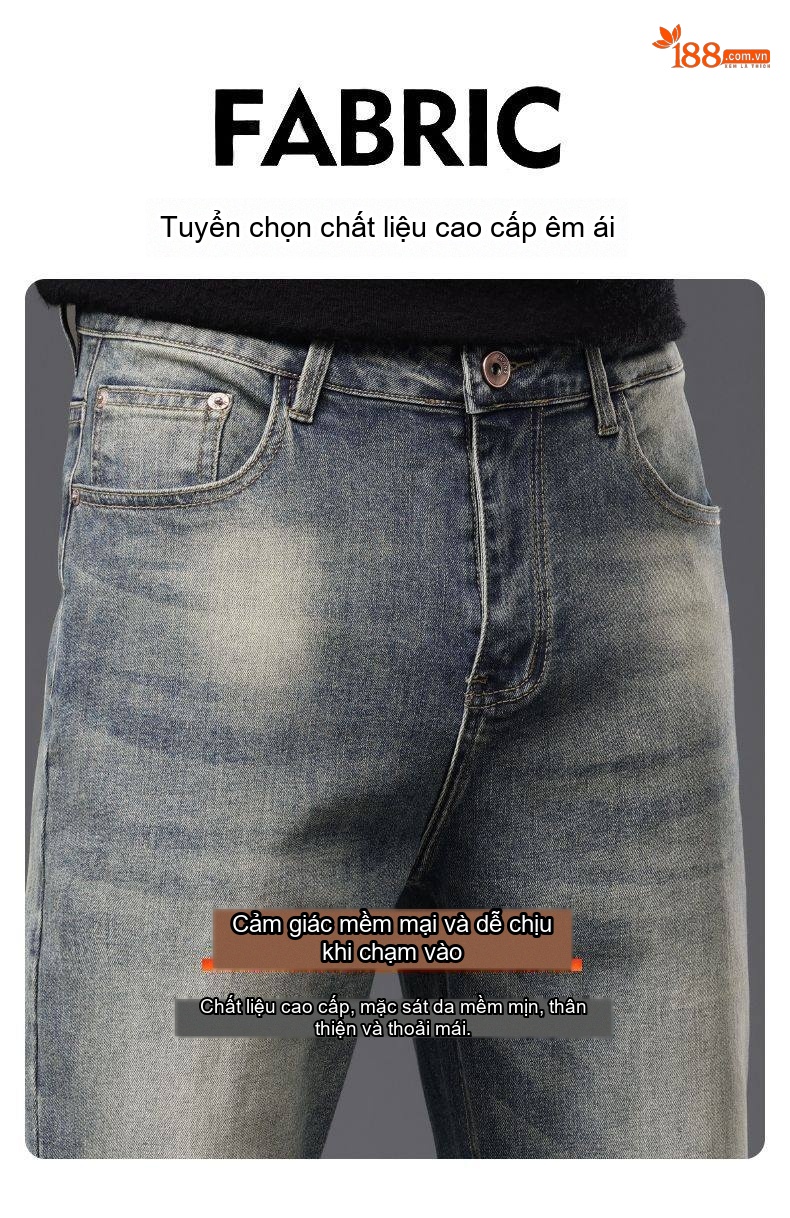 Quần Jean Nam Ống Đứng Co Giãn Thoải Mái Màu Xanh Navy chi tiết 27