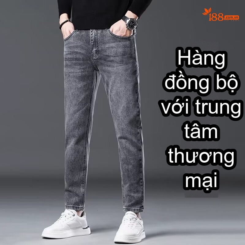 Quần Jean Nam Ống Đứng Lyocell Co Giãn Tôn Dáng Màu Xám chi tiết 10