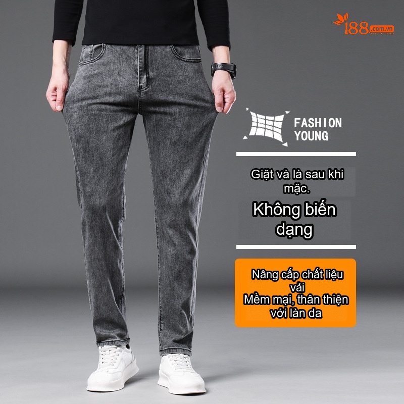 Quần Jean Nam Ống Đứng Lyocell Co Giãn Tôn Dáng Màu Xám chi tiết 11