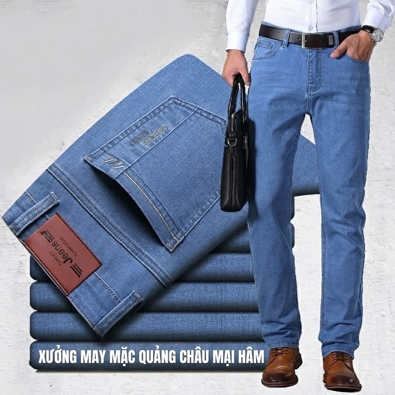 Quần Jean Nam Ống Đứng Lyocell Co Giãn Tôn Dáng Màu Xám chi tiết 18