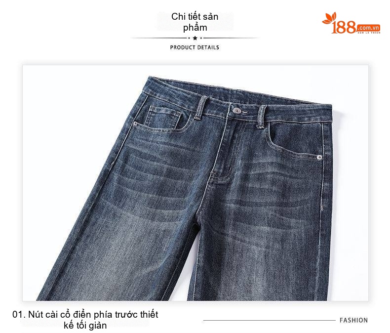 Quần Jean Nam Ống Đứng Slimfit Cotton Màu Đen chi tiết 31