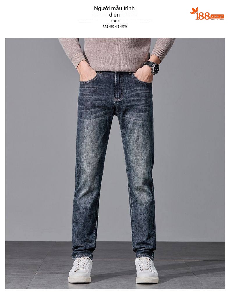 Quần Jean Nam Ống Đứng Slimfit Cotton Màu Đen chi tiết 33
