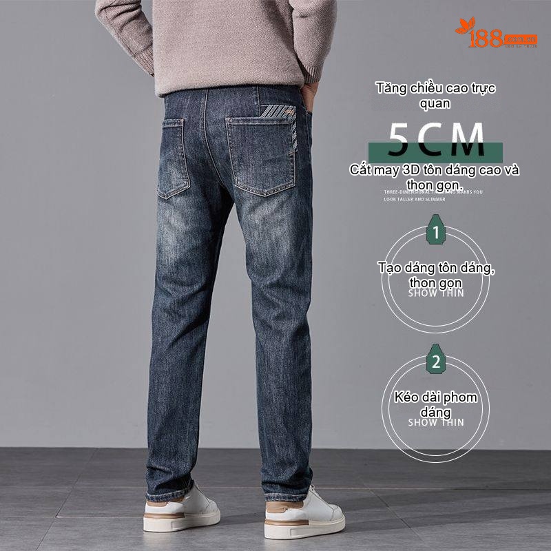 Quần Jean Nam Ống Đứng Slimfit Cotton Màu Đen