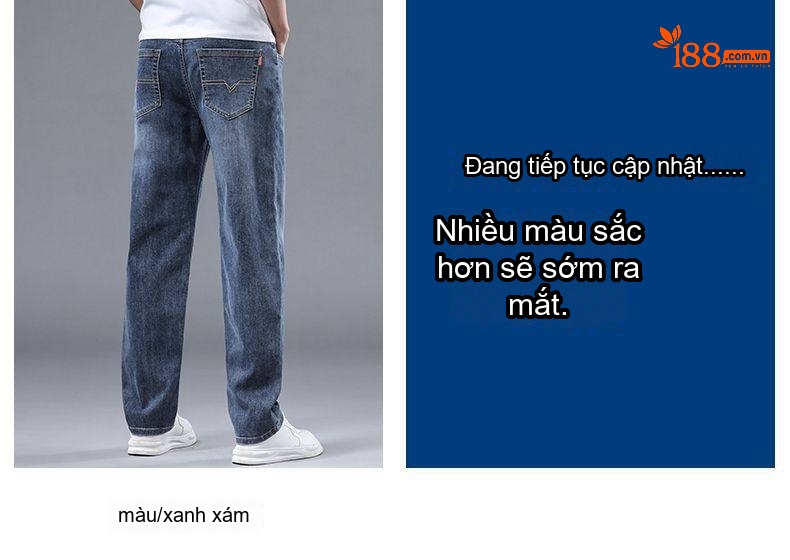 Quần Jean Nam Ống Suông Rộng Co Giãn Thoải Mái Cao Cấp Màu Xanh Dương, Xanh Nhạt chi tiết 8