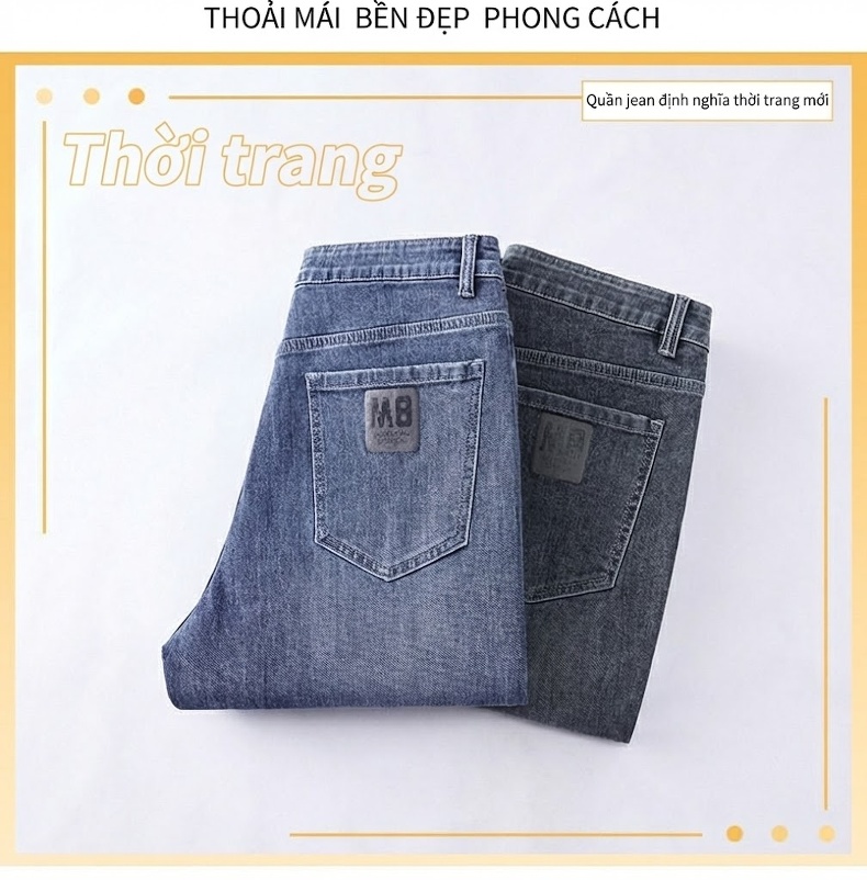 Quần Jean Nam Ống Suông Rộng Dài Phong Cách Casual Màu Xanh chi tiết 4