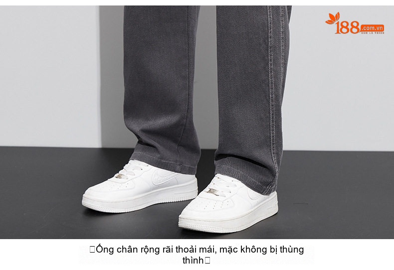 Quần Jean Ống Rộng Nam Dáng Suông Thu Đông Co Giãn Thoải Mái Màu Xám Đen chi tiết 19
