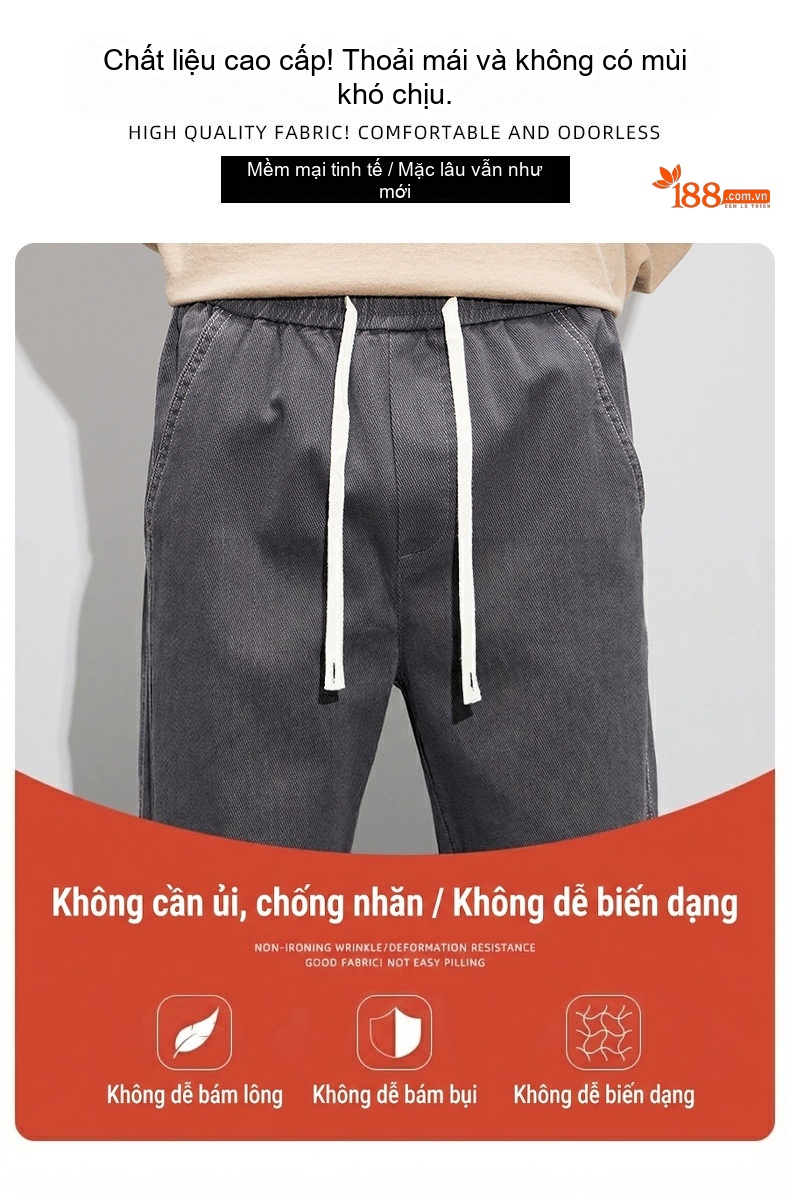 Quần Jean Ống Rộng Nam Dáng Suông Thu Đông Co Giãn Thoải Mái Màu Xám Đen chi tiết 6