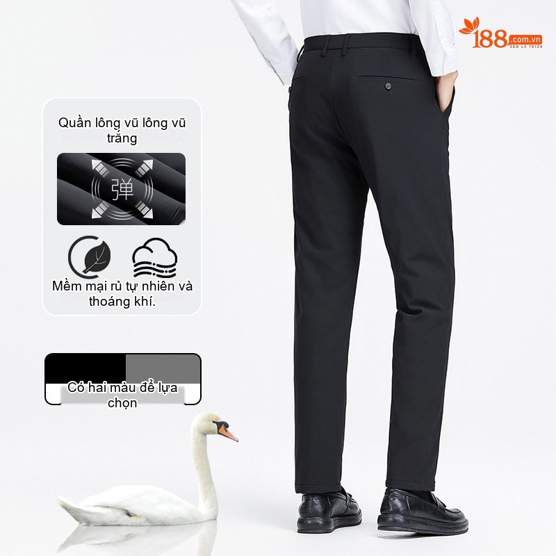 Quần Lông Vũ Nam Trung Niên Lót Lông Cừu Non Dày Dặn Cao Cấp Màu Đen