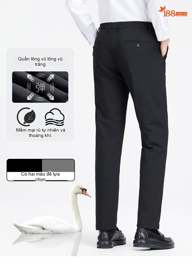 Quần Lông Vũ Nam Trung Niên Lót Lông Cừu Non Dày Dặn Cao Cấp Màu Đen chi tiết 1