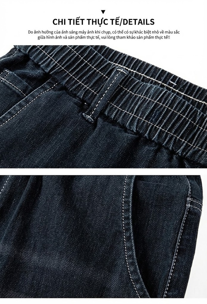 Quần Short Jean Nam 5 Tấc Ống Rộng Vừa Vặn Thoáng Mát Màu Xanh Đậm, Xám chi tiết 8