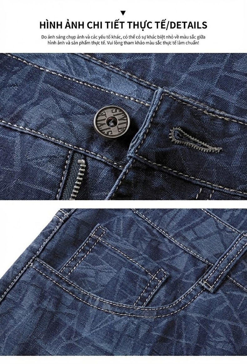 Quần Short Jeans Nam Ngắn 5 Tấc Vải Denim Co Giãn Nhẹ Kiểu Dáng Thời Trang Màu Xanh Denim chi tiết 4