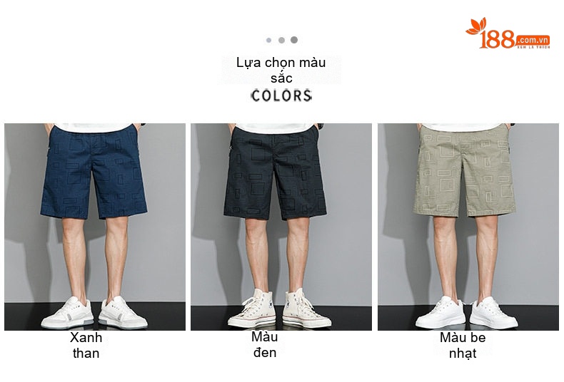 Quần Short Nam 5 Tấc Ống Rộng Lưng Thun Phong Cách Thể Thao Màu Xanh Navy, Kem, Đen chi tiết 4
