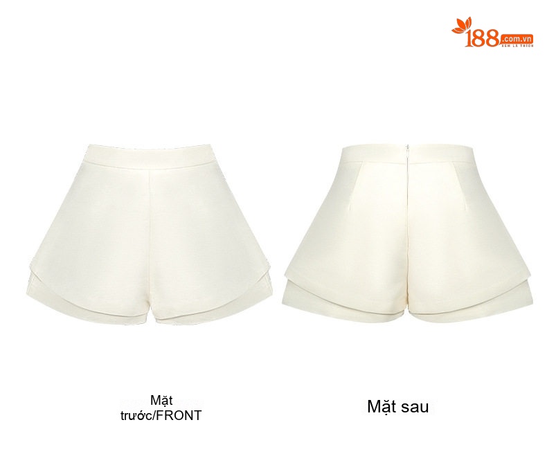 Quần Short Nữ Vải Bề Mặt Mịn Dáng Rộng Cạp Cao Thiết Kế Pháp Màu Trắng chi tiết 5