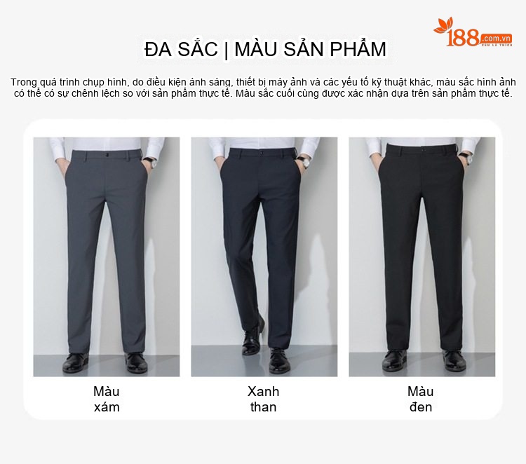 Quần Tây Nam Dáng Ôm Vừa Dài Tay Thun Co Giãn Màu Đen, Xám chi tiết 11