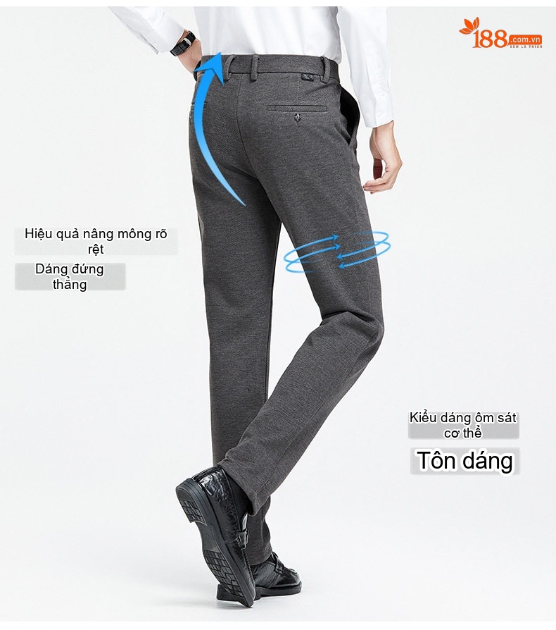 Quần Tây Nam Dáng Suông Dày Dặn Giữ Ấm Chống Nhăn Màu Đen, Xám, Vàng chi tiết 13