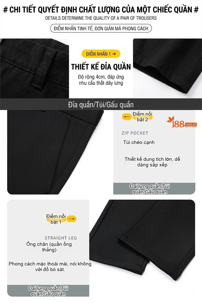 Quần Tây Nam Dáng Suông Lót Lông Dày Dặn Giữ Nhiệt Thoải Mái Màu Đen, Xám, Nâu chi tiết 6