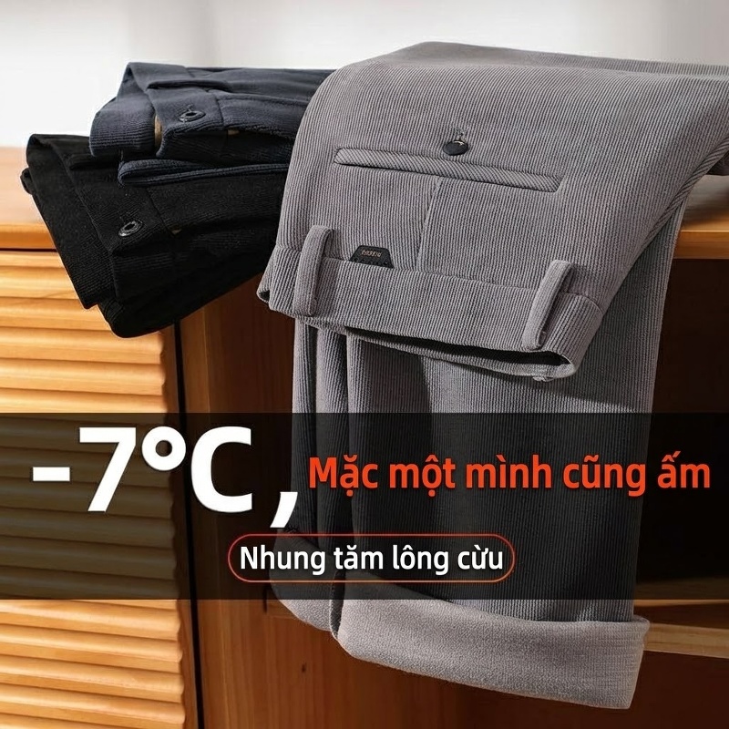 Quần Tây Nam 羊毛料 Dáng Suông Thoải Mái Chống Nhăn Màu Xám, Đen