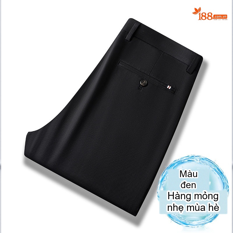 Quần Tây Nam Lyocell Tencel Cao Cấp Co Giãn Thoải Mái Mỏng Nhẹ Màu Đen, Kaki