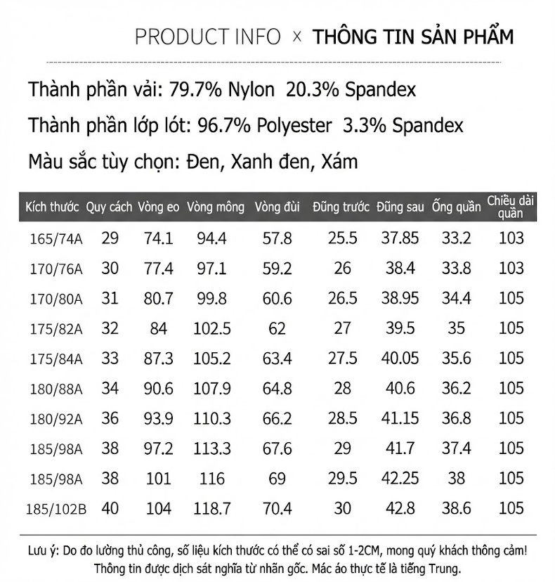 Quần Tây Nam Ống Đứng Co Giãn 4 Chiều Thoải Mái Màu Đen chi tiết 9
