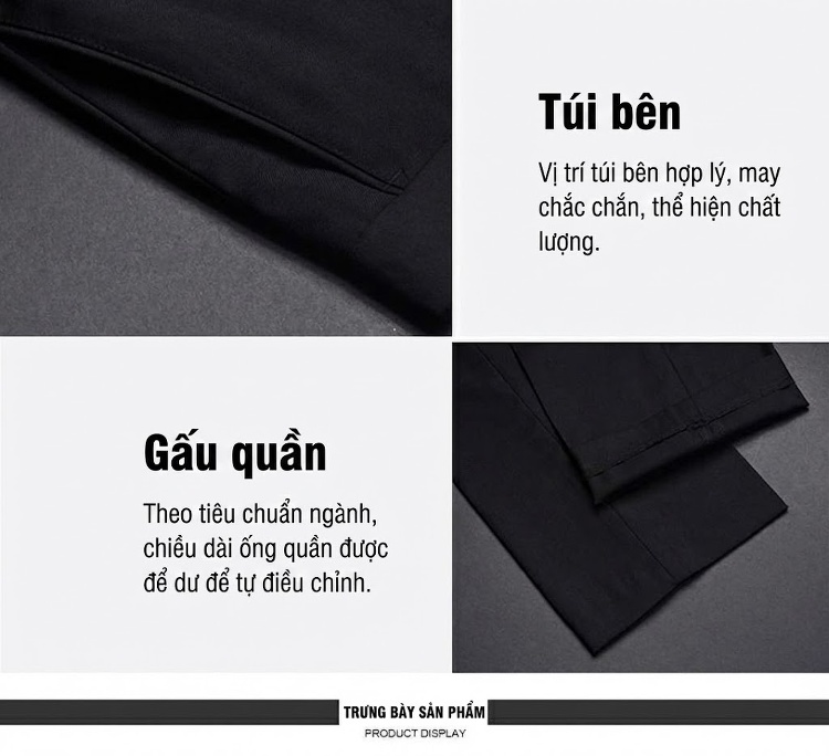 Quần Tây Nam Ống Đứng Dáng Ôm Vừa Vải Mềm Màu Đen