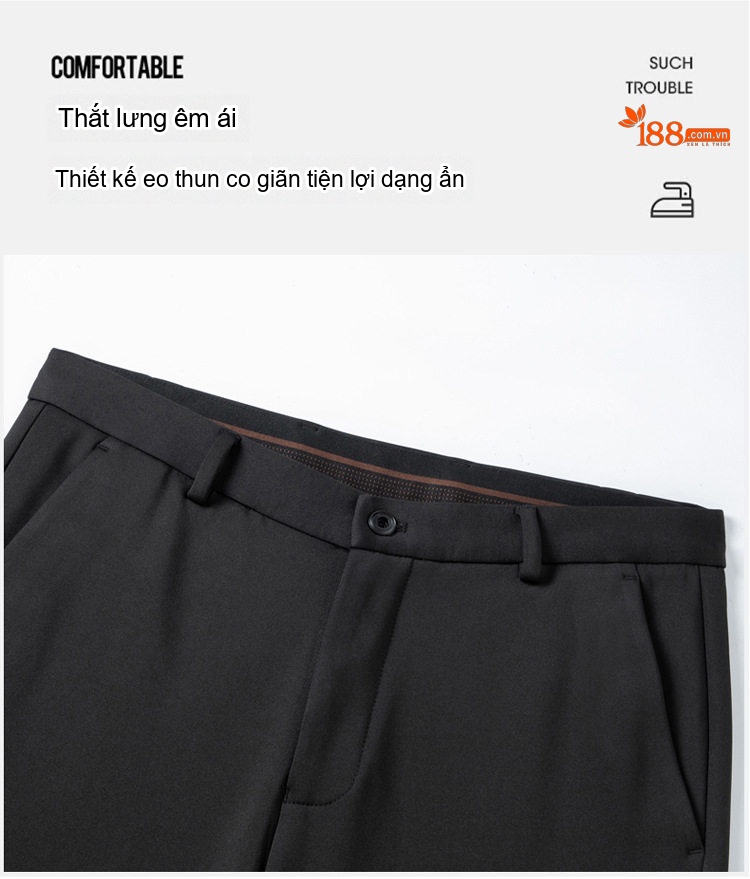 Quần Tây Nam Ống Đứng Lót Lông Cừu Dày Dặn Chống Nhăn Màu Đen, Xanh Navy chi tiết 14