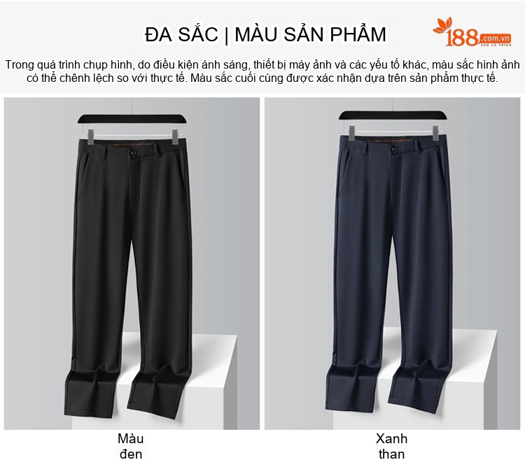 Quần Tây Nam Ống Đứng Lót Lông Cừu Dày Dặn Chống Nhăn Màu Đen, Xanh Navy chi tiết 19