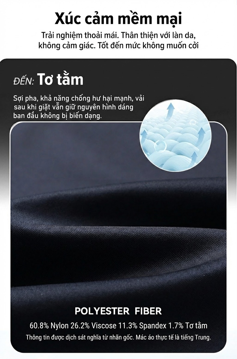 Quần Tây Nam Ống Đứng Mỏng Mát Tơ Tằm Co Giãn Thoải Mái Màu Đen chi tiết 4