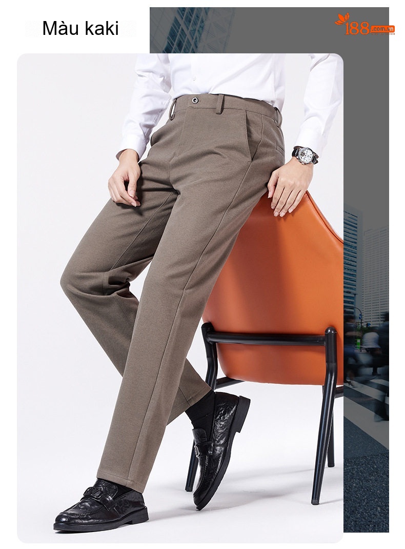 Quần Tây Nam Ống Đứng Wool Cao Cấp Dáng Rộng Chống Nhăn Màu Đen, Xám, Nâu chi tiết 15