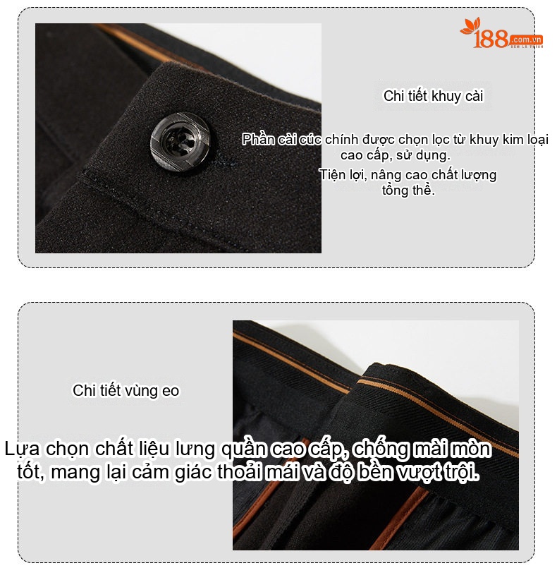 Quần Tây Nam Ống Đứng Wool Cao Cấp Dáng Rộng Chống Nhăn Màu Đen, Xám, Nâu chi tiết 19