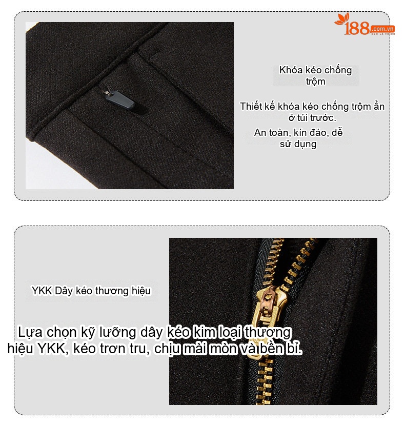 Quần Tây Nam Ống Đứng Wool Cao Cấp Dáng Rộng Chống Nhăn Màu Đen, Xám, Nâu chi tiết 20