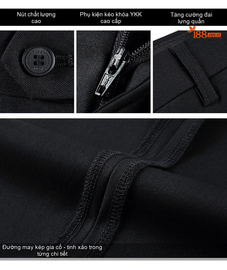 Quần Tây Nam Ống Đứng Wool Chống Nhăn Cao Cấp Màu Đen, Xanh Navy, Xám chi tiết 34