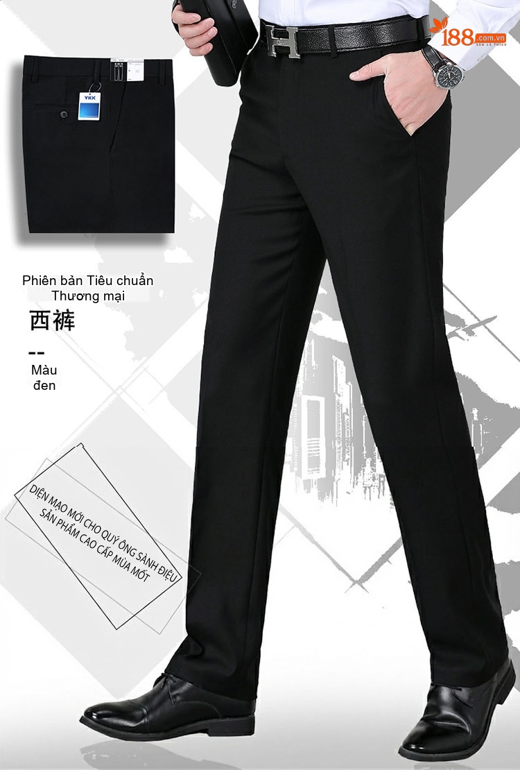 Quần Tây Nam Ống Đứng Wool Chống Nhăn Cao Cấp Màu Đen, Xanh Navy, Xám chi tiết 20