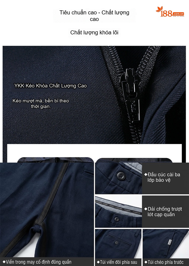 Quần Tây Nam Ống Đứng Wool Chống Nhăn Cao Cấp Màu Đen, Xanh Navy, Xám chi tiết 37