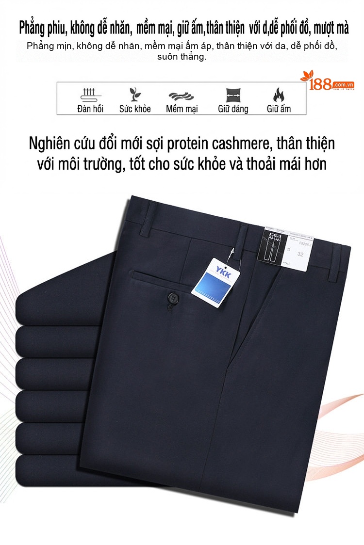 Quần Tây Nam Ống Đứng Wool Chống Nhăn Cao Cấp Màu Đen, Xanh Navy, Xám chi tiết 38