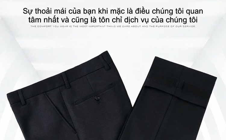 Quần Tây Nam Ống Đứng Vải Lông Cừu Dáng Suông Chống Nhăn Màu Đen chi tiết 5