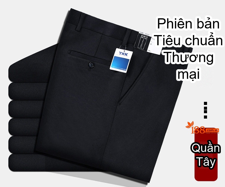 Quần Tây Nam Ống Đứng Vải Lông Cừu Dáng Suông Chống Nhăn Màu Đen chi tiết 1