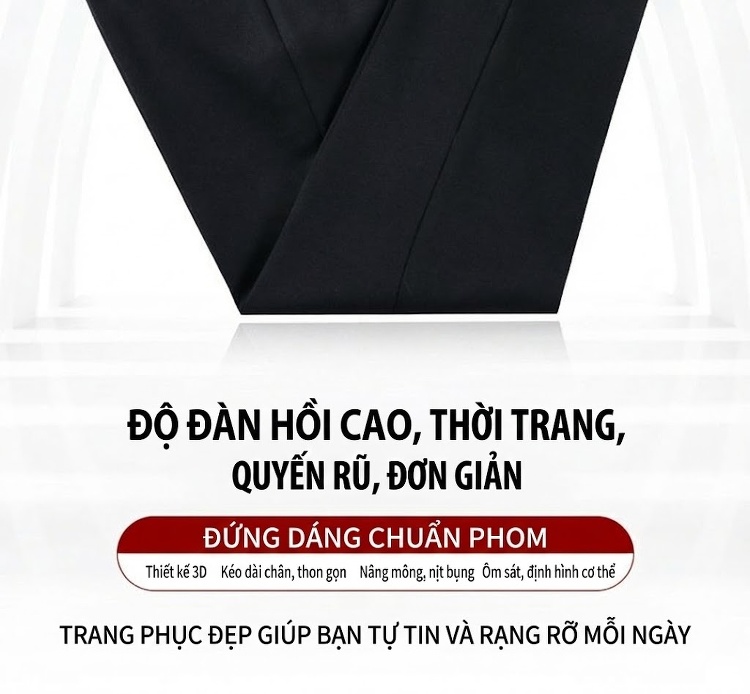 Quần Tây Nam Ống Đứng Vải Lông Cừu Dáng Suông Chống Nhăn Màu Đen chi tiết 6