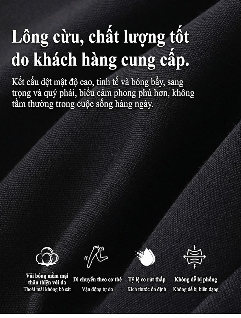 Quần Tây Nữ Ống Rộng Lửng Chất Liệu Lông Cừu Thiết Kế Cạp Cao Tôn Dáng Màu Đen, Xám, Trắng chi tiết 13