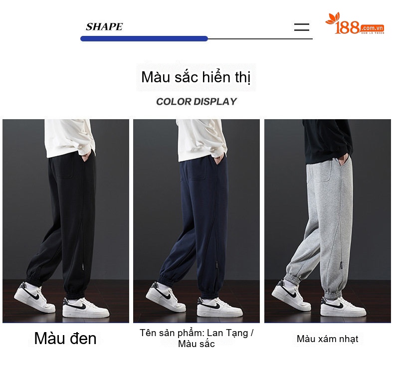 Quần thể thao dài nam ống bo chun thu đông lót lông dày dặn chi tiết 9