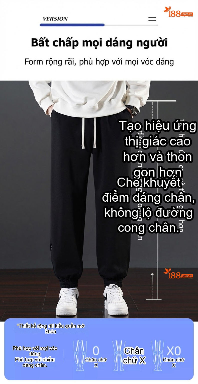 Quần thể thao dài nam ống bo chun thu đông lót lông dày dặn chi tiết 4