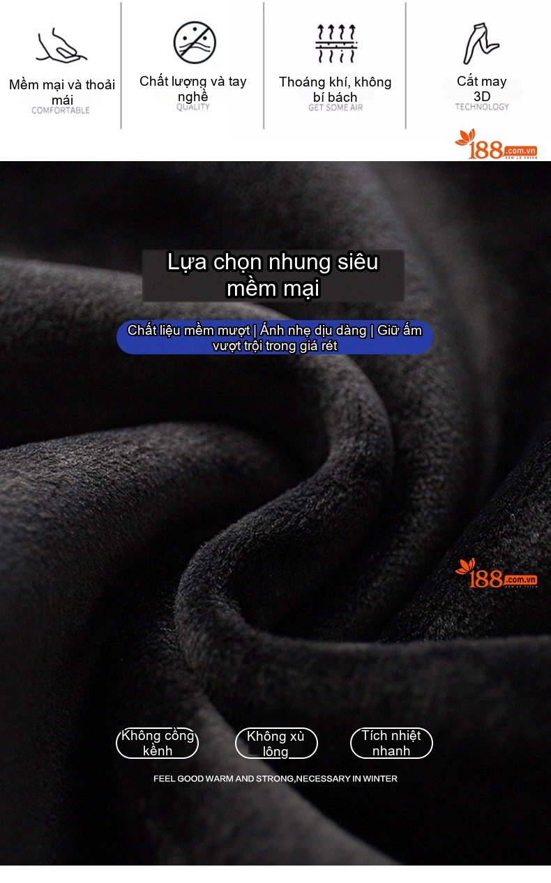 Quần thể thao dài nam ống bo chun thu đông lót lông dày dặn chi tiết 6
