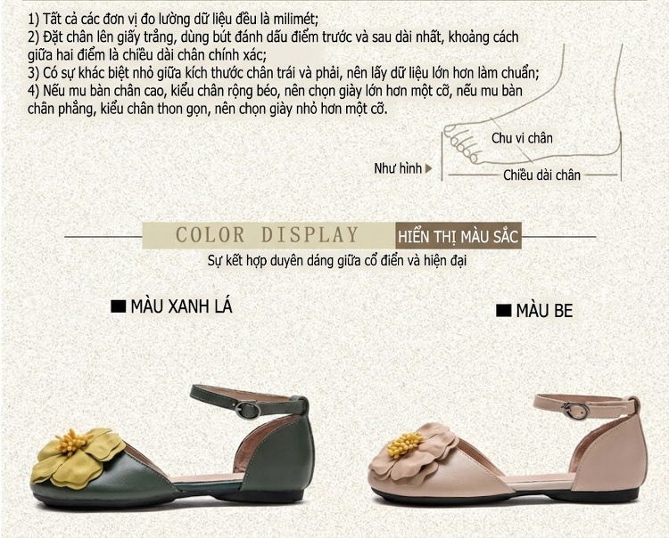 Dép Sandal Nữ Bít Mũi Quai Cài Hoa Nổi Đế Cao 3cm - 4cm Màu Kem, Xanh chi tiết 2