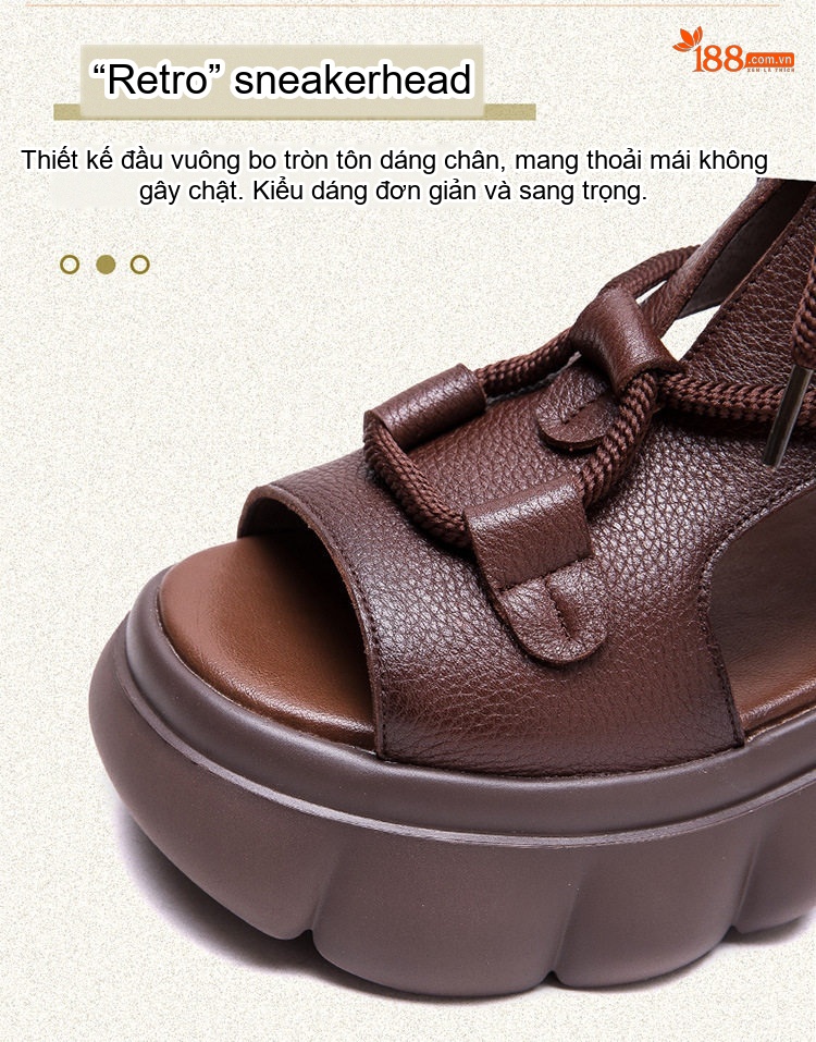 Dép Sandal Nữ Hở Mũi Cổ Cao Đế Dày Đế Cao 4cm - 5cm Màu Đen, Kem, Nâu chi tiết 4