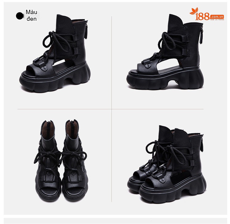 Dép Sandal Nữ Hở Mũi Cổ Cao Đế Dày Đế Cao 4cm - 5cm Màu Đen, Kem, Nâu chi tiết 18