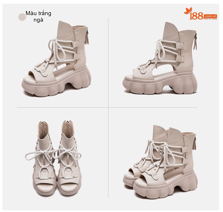 Dép Sandal Nữ Hở Mũi Cổ Cao Đế Dày Đế Cao 4cm - 5cm Màu Đen, Kem, Nâu chi tiết 19