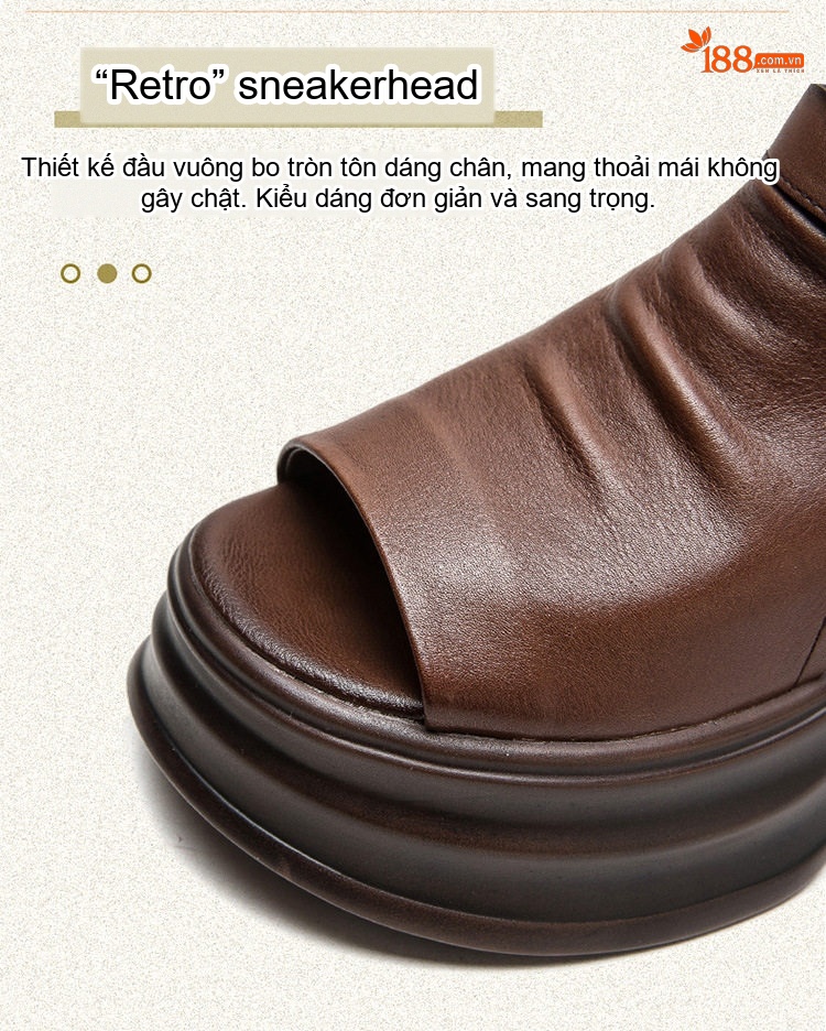 Dép Sandal Nữ Hở Ngón Bốt Cổ Ngắn Đế Cao 5cm - 6cm Màu Đen, Nâu chi tiết 3