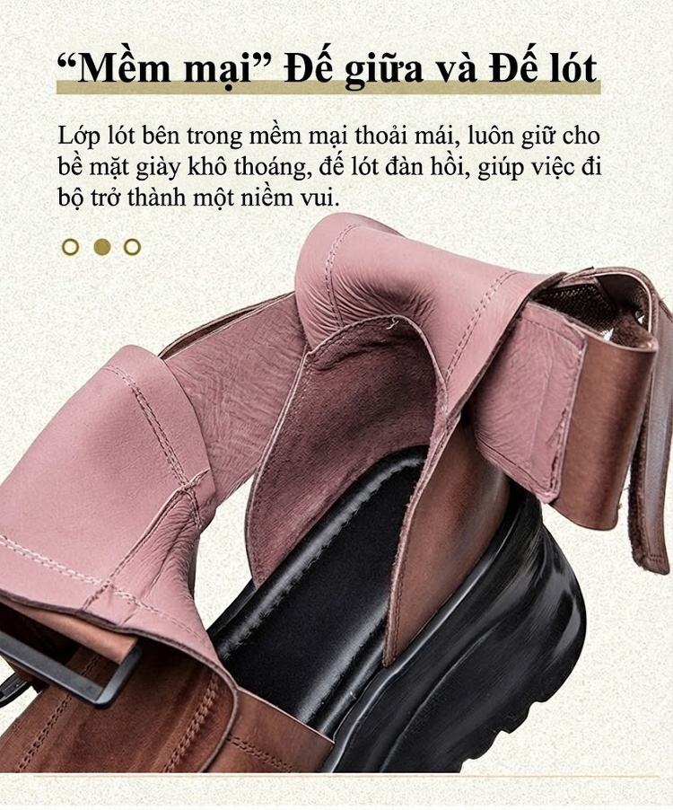 Dép Sandal Nữ Chiến Binh Quai Dán Đế Cao 5cm - 6cm Màu Đen, Nâu chi tiết 5