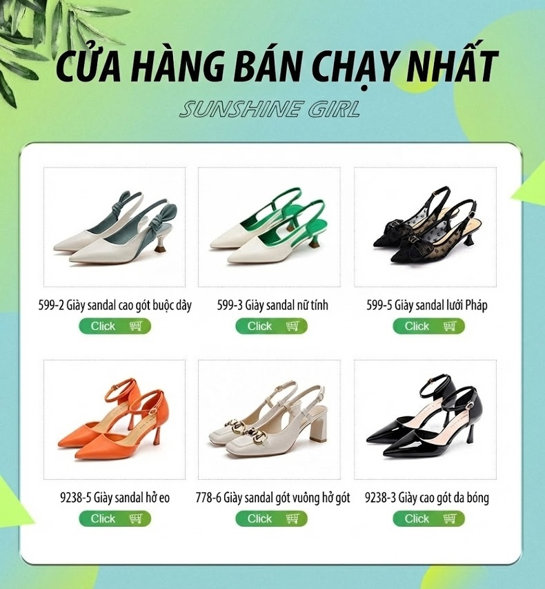 Giày Sandal Cao Gót Nữ Hở Gót Mũi Nhọn Gót Cao 8cm Màu Đen, Đỏ, Kem chi tiết 1